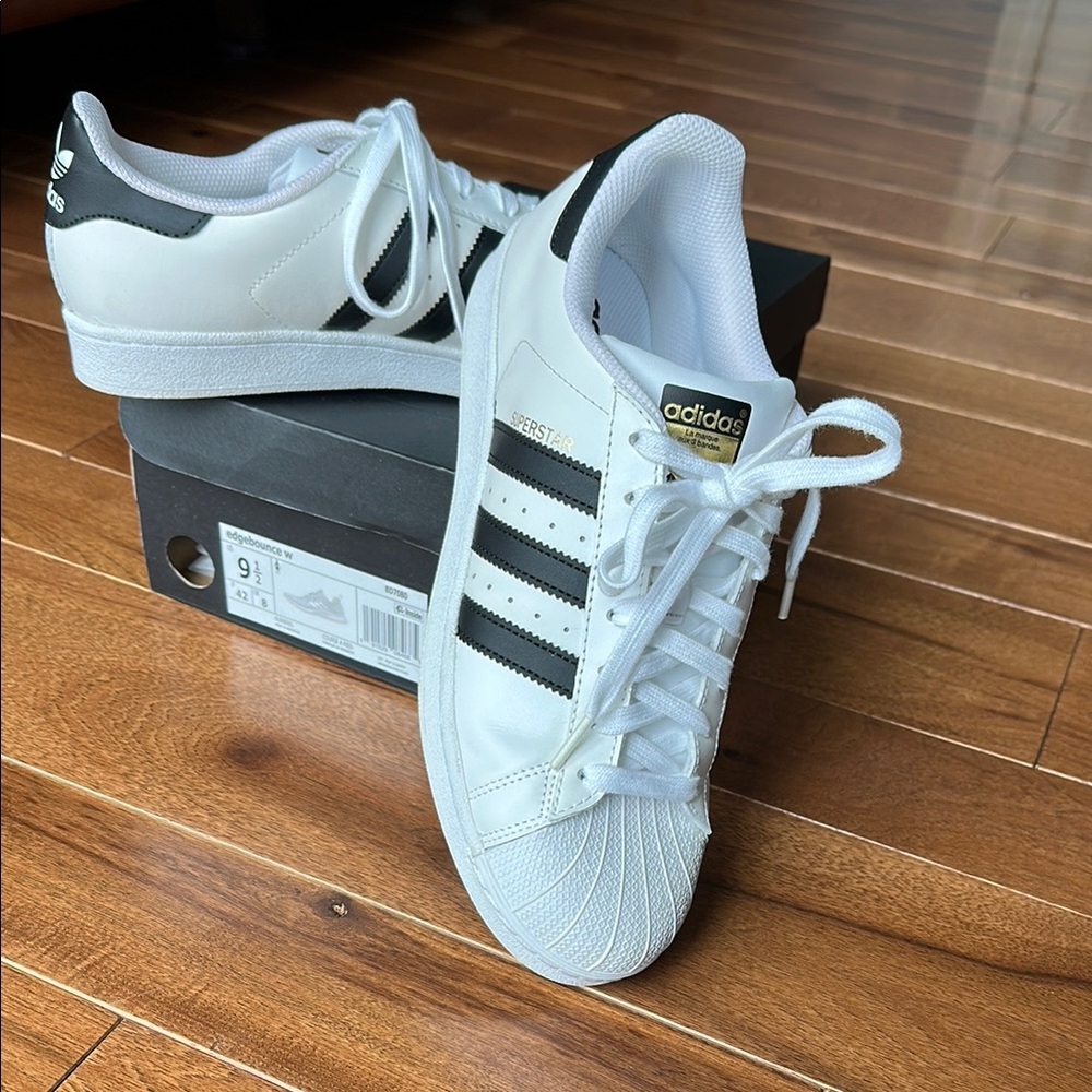 Adidas Superstar White and Black Shoes